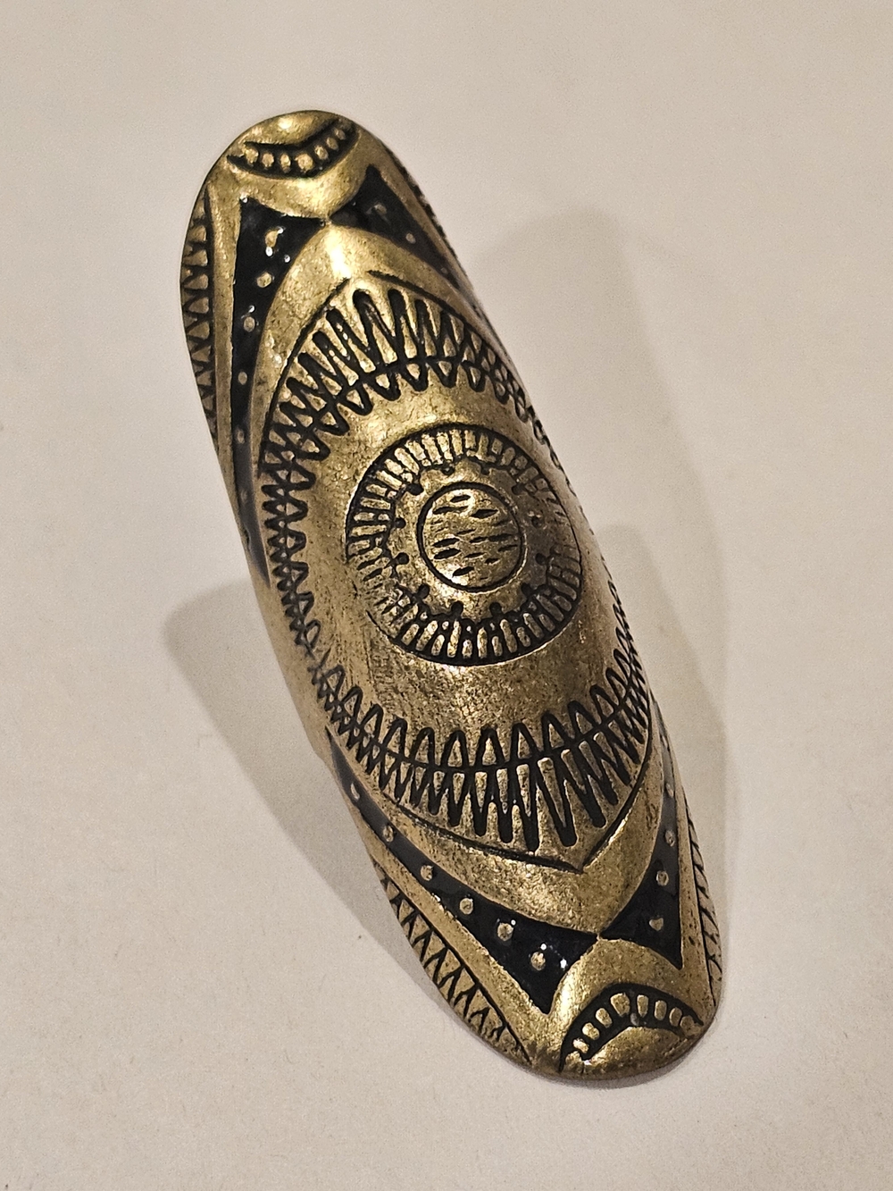 Vintage Brass Tribal Sunburst Armor Ring
